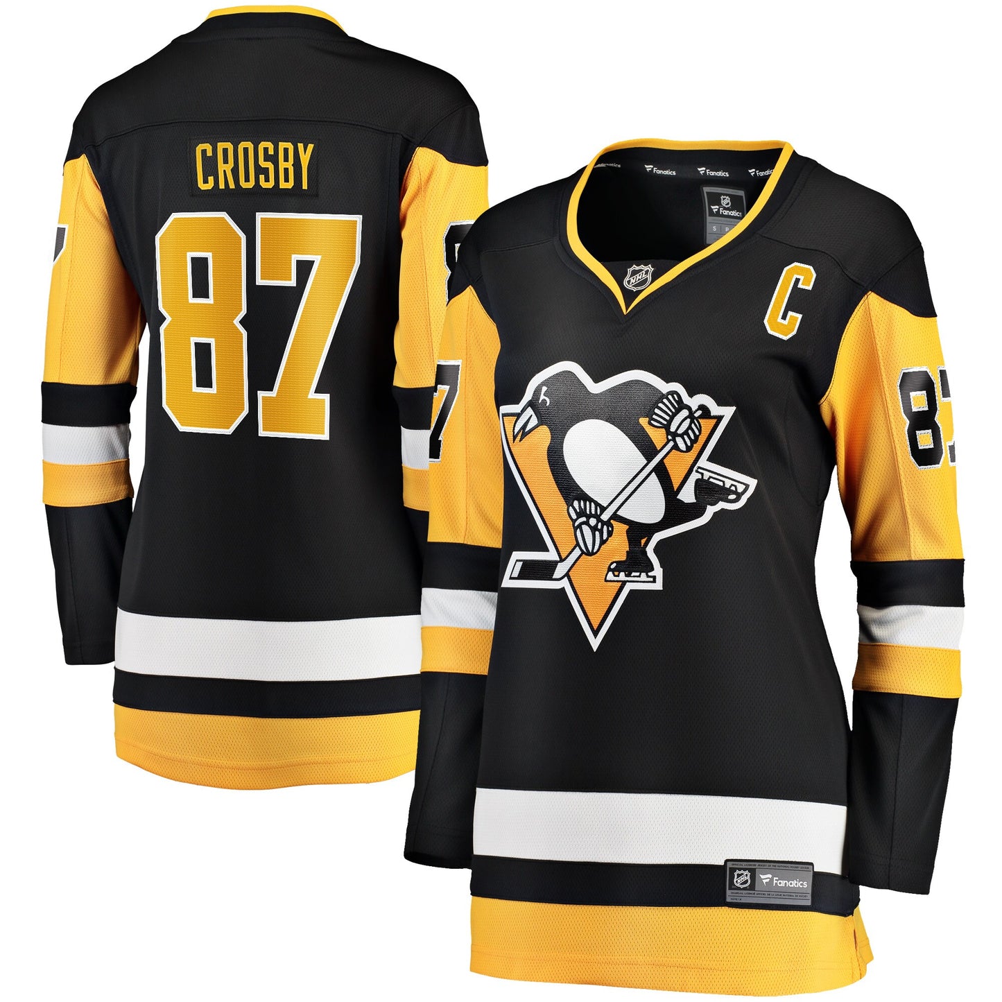 Sidney Crosby Pittsburgh Penguins Fanatics Branded Women's Captain Patch Home Breakaway Jersey - Black