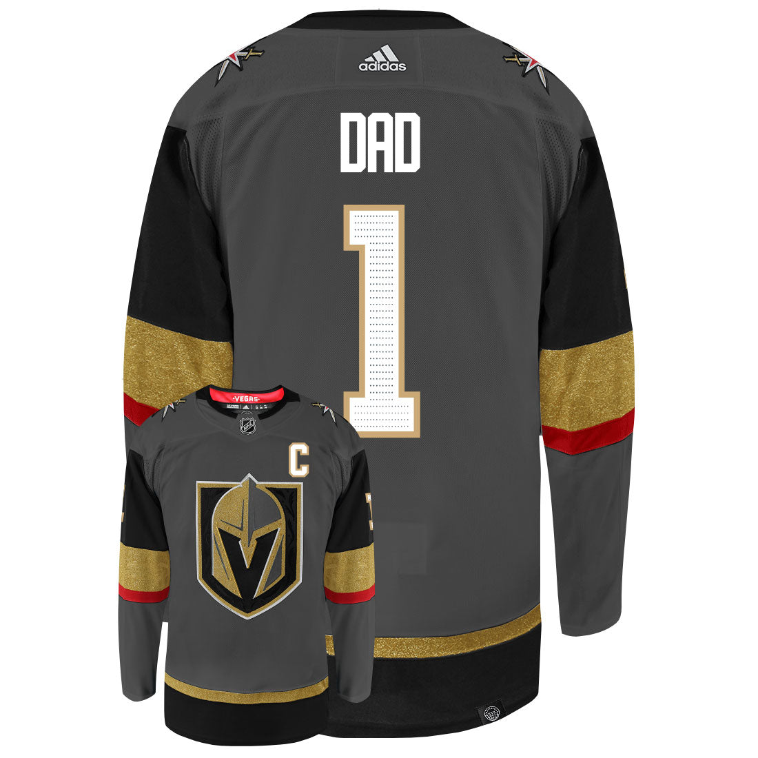 Vegas Golden Knights Dad Number One Adidas Primegreen Authentic NHL Hockey Jersey