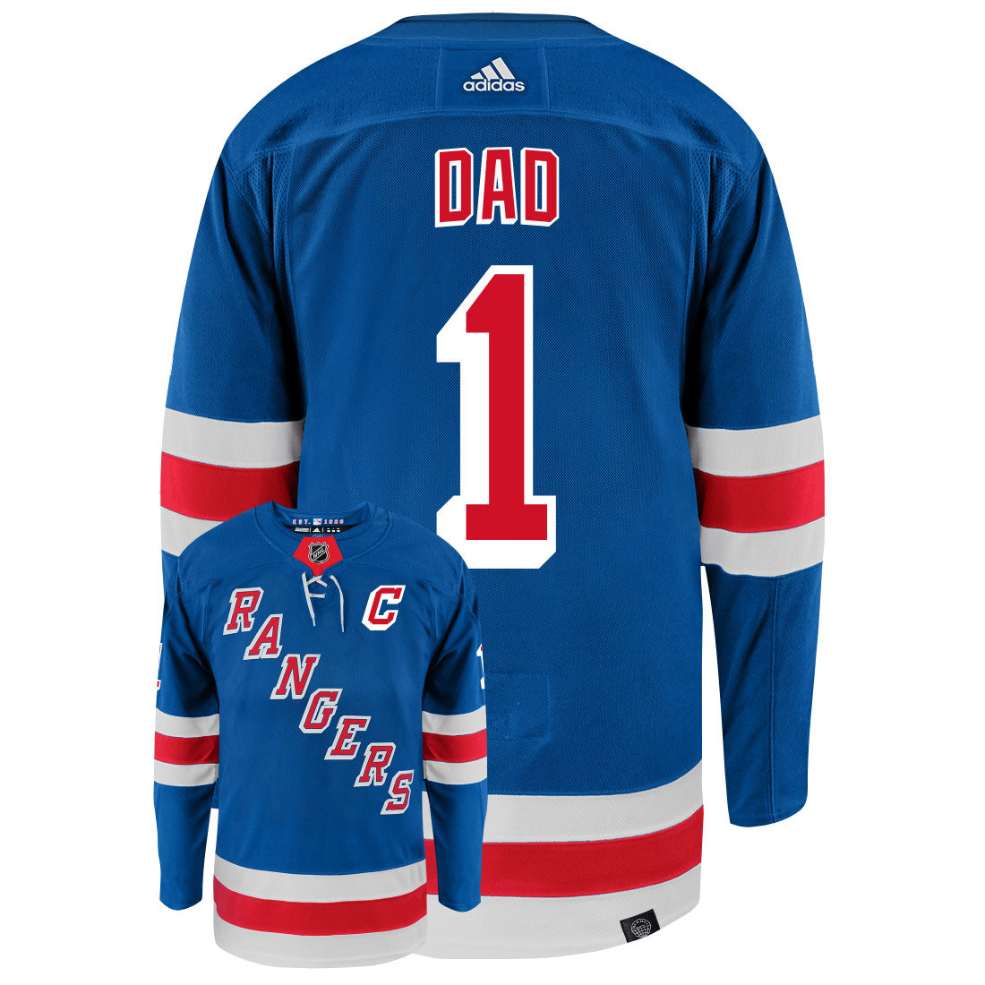 New York Rangers Dad Number One Adidas Primegreen Authentic NHL Hockey Jersey